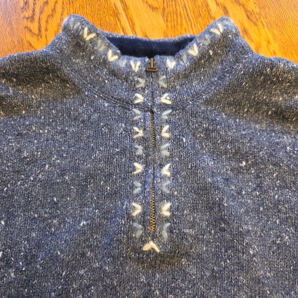 Woolrich Women's M Blue Heather 1/4 Zip Sweater Embroidered Cottage Core Cozy - Picture 4 of 15